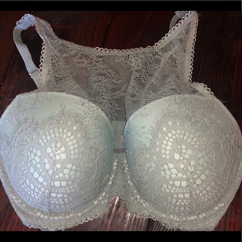 High neck lace bra